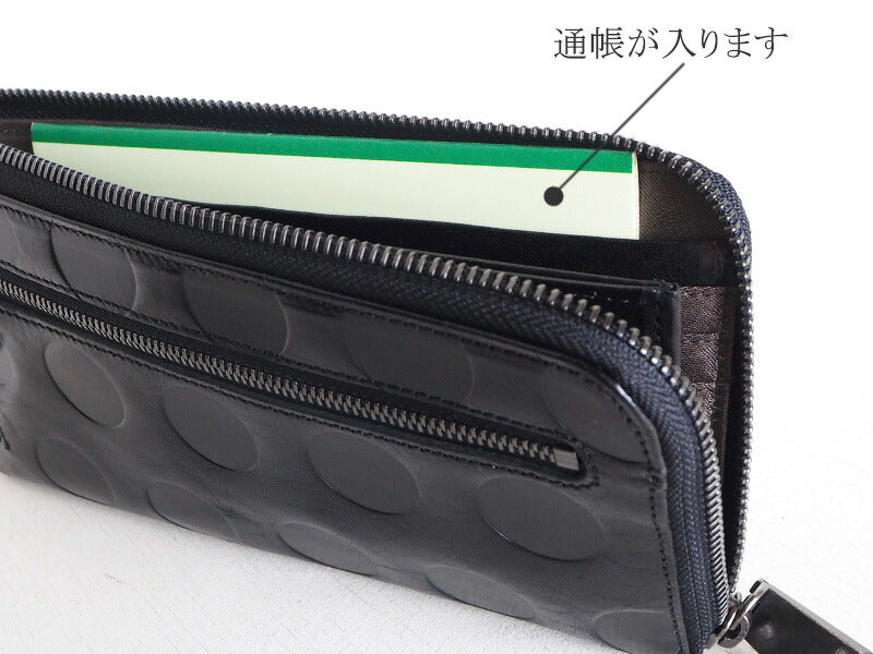 ZOO Wallet Long Wallet Italian Leather L-shaped Zipper Dot Pattern Black Cheetah Wallet 2 [Z-ZLW-078-BK] 