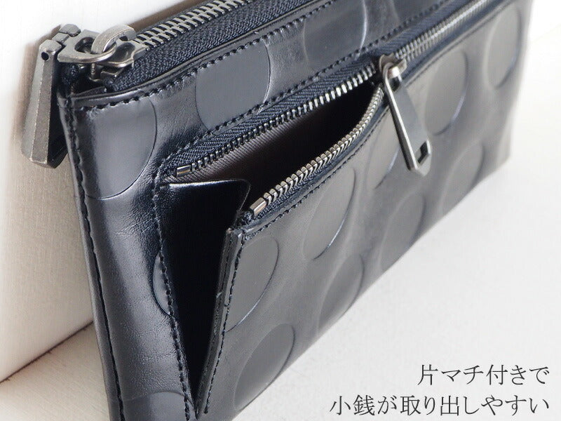 ZOO Wallet Long Wallet Italian Leather L-shaped Zipper Dot Pattern Black Cheetah Wallet 2 [Z-ZLW-078-BK] 