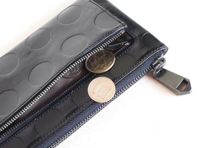 ZOO Wallet Long Wallet Italian Leather L-shaped Zipper Dot Pattern Black Cheetah Wallet 2 [Z-ZLW-078-BK] 