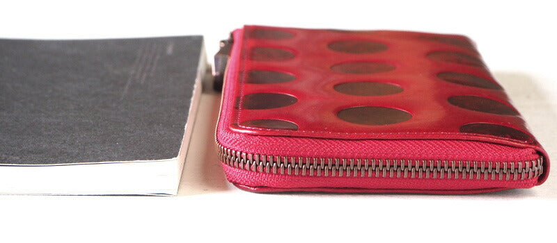ZOO Wallet Long Wallet Italian Leather L-shaped Zipper Dot Pattern Red Cheetah Wallet 2 [Z-ZLW-078-RD] 