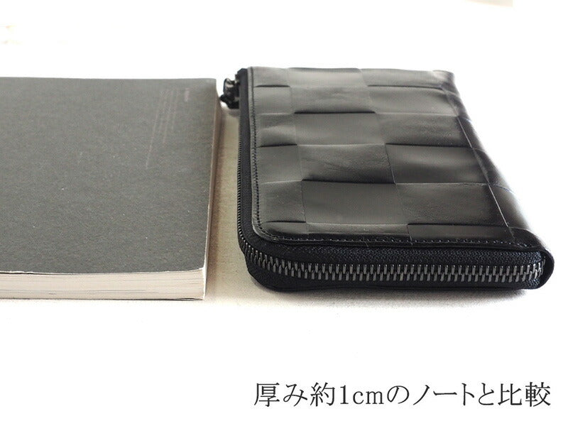 ZOO Wallet Long Wallet Italian Leather Block Check L-shaped Zipper Black Cheetah Wallet 3 [Z-ZLW-080-BK] 