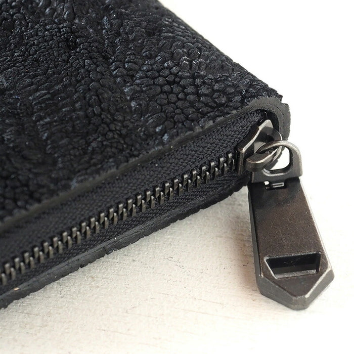 ZOO Wallet Long Wallet Elephant Nose Leather Round Zipper Black Puma Wallet 20 [Z-ZLW-092-BK] Elephant Leather Wallet 