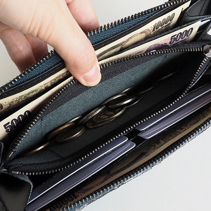 ZOO Wallet Long Wallet Elephant Nose Leather Round Zipper Green Puma W