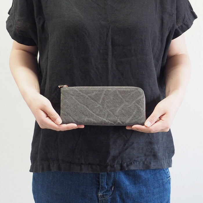 ZOO(ズー) 財布 長財布 象革 L字ファスナー グレー ゼブラウォレット8 [Z-ZLW-102-GY]