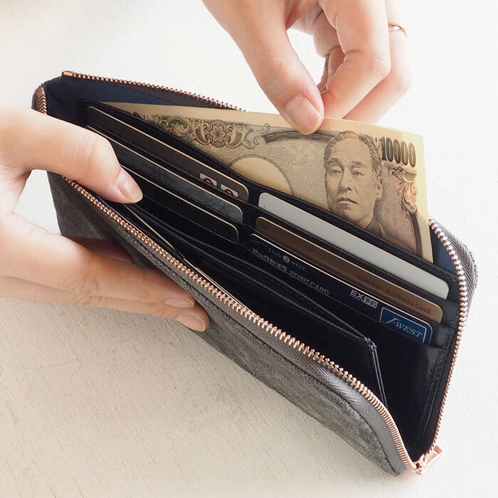 ZOO(ズー) 財布 長財布 象革 L字ファスナー グレー ゼブラウォレット8 [Z-ZLW-102-GY]