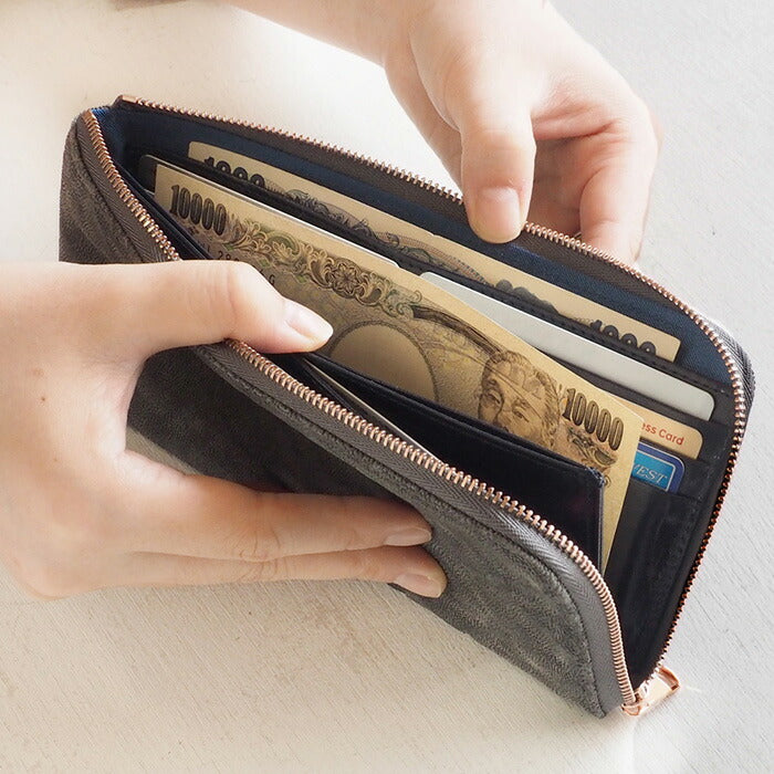 ZOO(ズー) 財布 長財布 象革 L字ファスナー グレー ゼブラウォレット8 [Z-ZLW-102-GY]