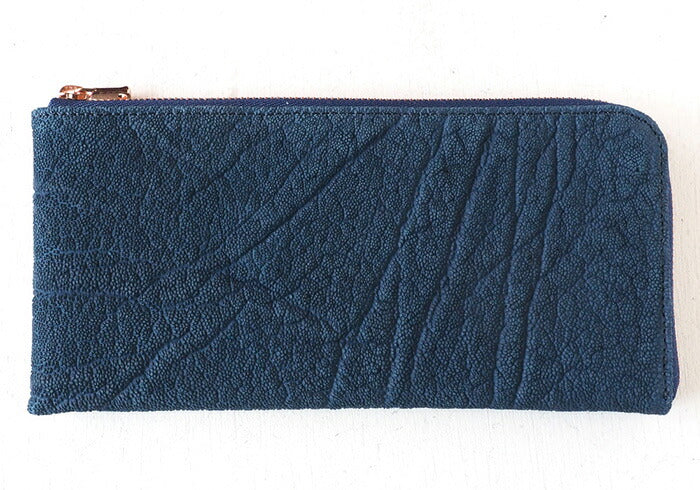 ZOO wallet long wallet elephant leather L-shaped zipper navy zebra wallet 8 [Z-ZLW-102-NV] 