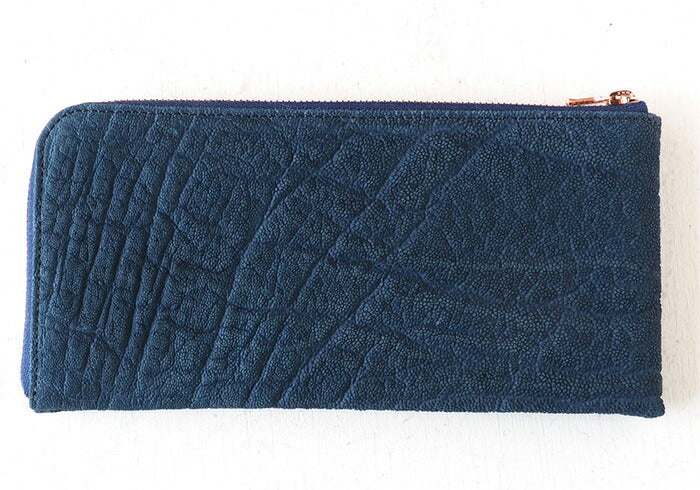 ZOO(ズー) 財布 長財布 象革 L字ファスナー ネイビー ゼブラウォレット8 [Z-ZLW-102-NV]