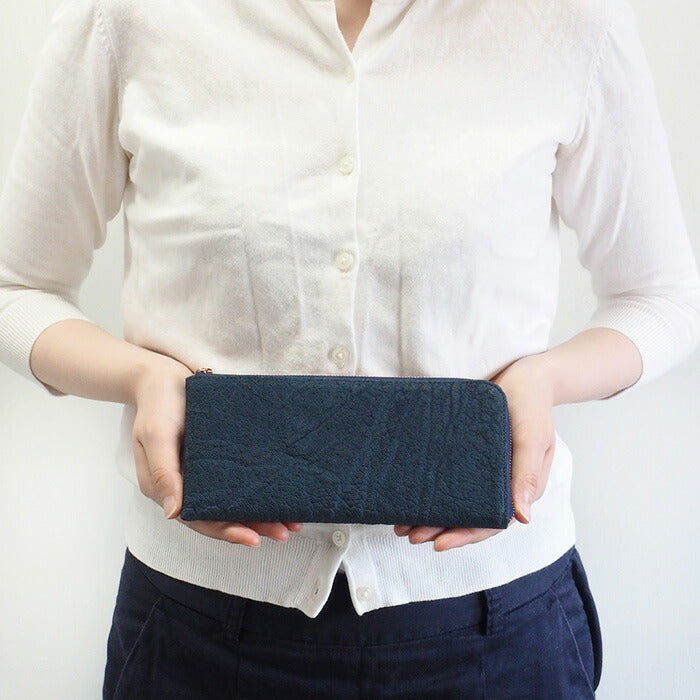 ZOO(ズー) 財布 長財布 象革 L字ファスナー ネイビー ゼブラウォレット8 [Z-ZLW-102-NV]