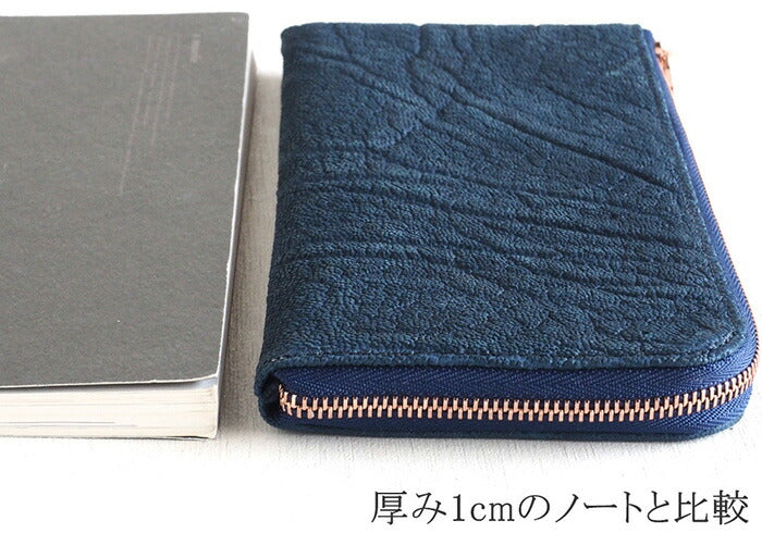 ZOO(ズー) 財布 長財布 象革 L字ファスナー ネイビー ゼブラウォレット8 [Z-ZLW-102-NV]