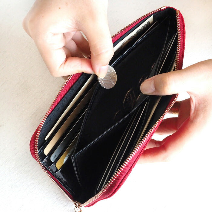 ZOO(ズー) 財布 長財布 象革 L字ファスナー レッド ゼブラウォレット8 [Z-ZLW-102-RD]