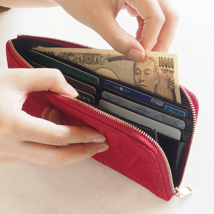 ZOO(ズー) 財布 長財布 象革 L字ファスナー レッド ゼブラウォレット8 [Z-ZLW-102-RD]