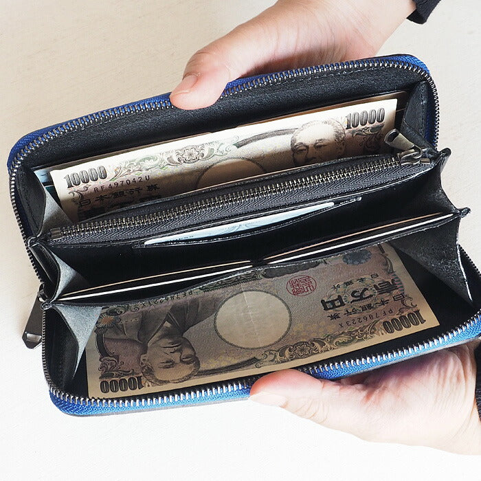 ZOO wallet long wallet cover leather round zipper blue puma wallet 24 [Z-ZLW-103-BL] 