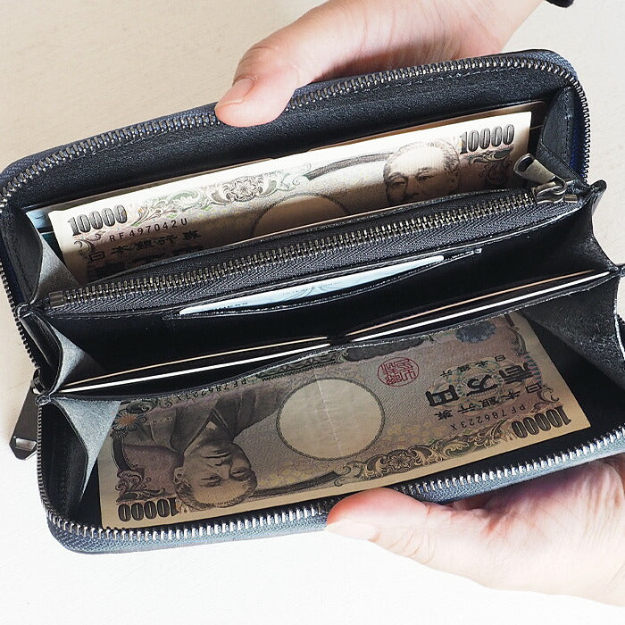 ZOO(ズー) 財布 長財布 カバ革 ラウンドファスナー グレー ピューマ