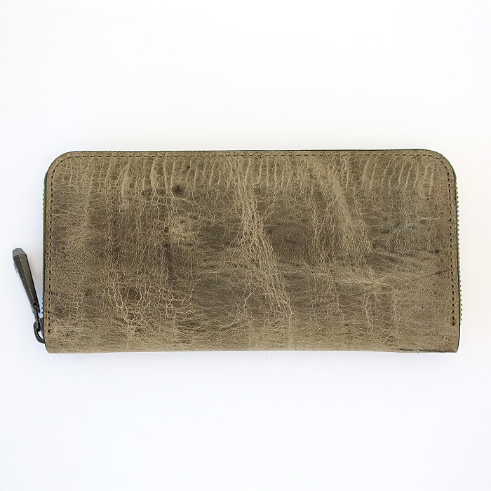 ZOO Wallet Long Wallet Kudu Leather Round Zipper Green Puma Wallet 40 [Z-ZLW-134-GR]